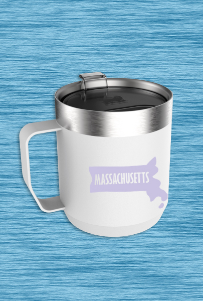 Custom imprinted Stanley The Legendary Camp Mug for Boston, MA with a local business logo